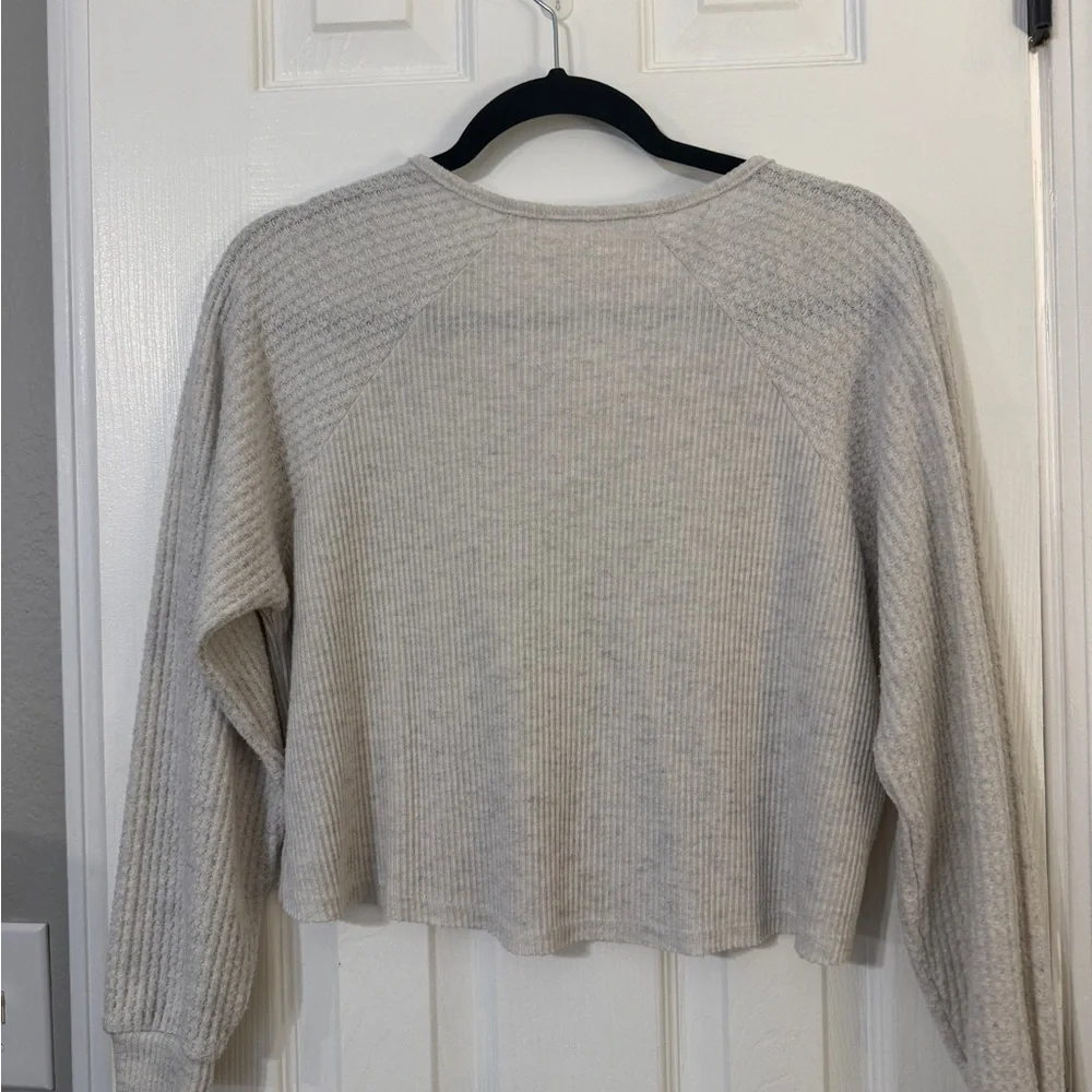 AE Soft & Sexy Plush Cream Waffle Sweater - Picture 6 of 8